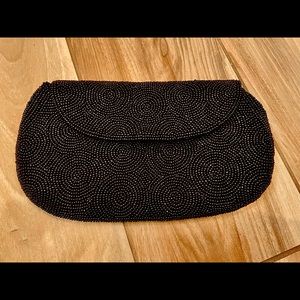 Vintage beaded black clutch - made in Japan